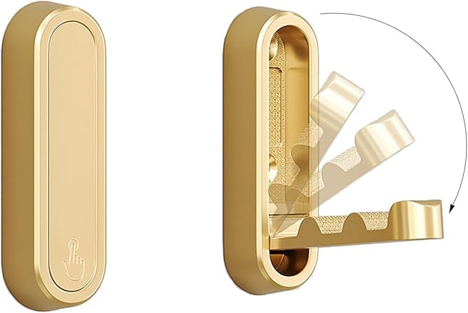 2PCS Folding Coat Hooks, Heavy Duty Wall Hooks Made of Zinc Alloy, Foldable Wall Hooks for Hanging Coats, Scarves, Hats, Bathrobes, Keys, Bags(Gold)
