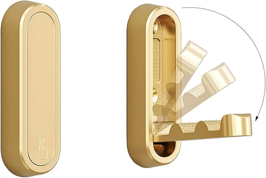 2PCS Folding Coat Hooks, Heavy Duty Wall Hooks Made of Zinc Alloy, Foldable Wall Hooks for Hanging Coats, Scarves, Hats, Bathrobes, Keys, Bags(Gold)