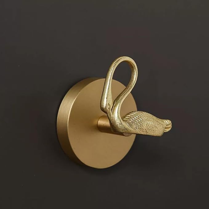 Brass Bird Coat Rack Robe Wall Hooks Hat Dragonfly Hanger for Bedroom Kitchen Various Shapes Animal Deer Decor Home Accessories (1, swan A)