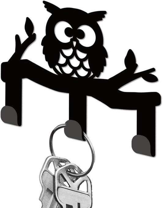 Owl Branch Metal Key Holder for Wall Mini Key Hook Organizer Rack Key Hangers Wall Decorative with 3 Hooks for Entryway Front Door Hallway Kitchen Office Bag Clothes Key Hanging