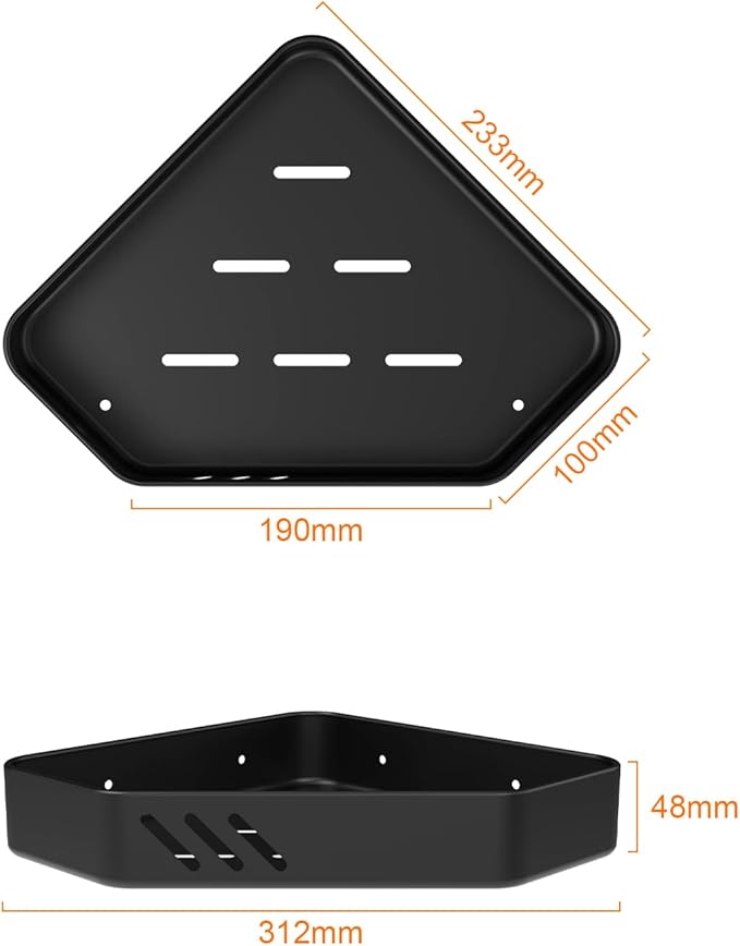 Ibergrif M34034B Shower Caddy Corner, Bathroom Corner Shelves, Bathroom Storage Shower Organizers, Self Adhesive or Wall Mounted, 2 Pack Black