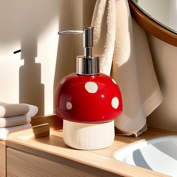 Mushroom Soap Dispenser, Kitchen and Bathroom Decor, Cottage core Decor