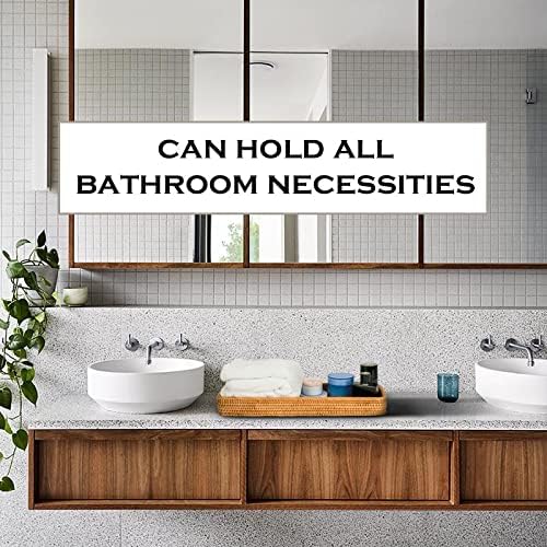 Rattan Toilet Tank Basket Woven Guest Towel Holder Decorative Wicker Tray 17" x 6" x 2" for Serving Bread or Shelves Bathroom Counter Organizers and Storage (17 x 6 x 2 inches, Honey Brown)