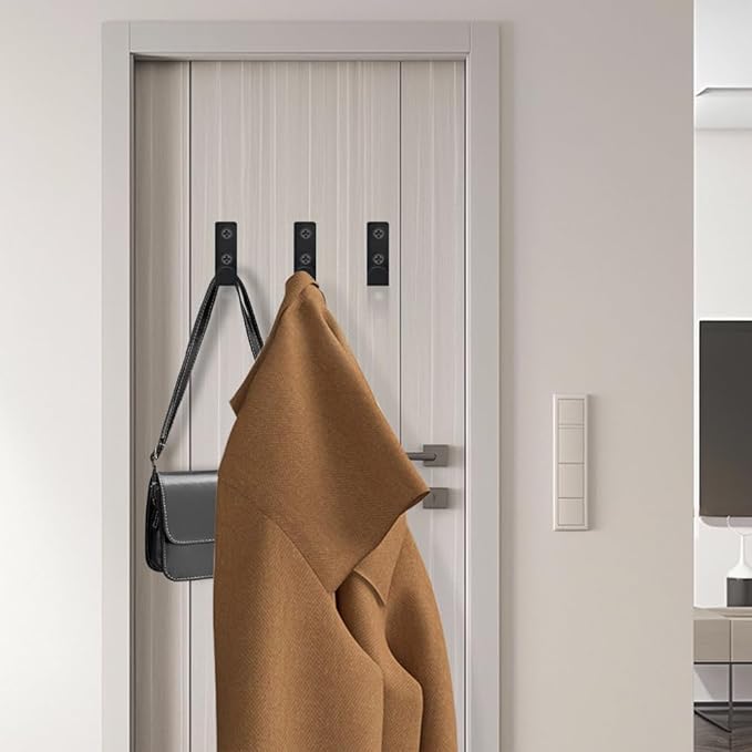 20 PCS Stainless Steel L Shaped Coat Hooks Wall Mounted Single Metal Robe Hook for Hanging Towel, Utility Hooks for Bags, Hat, Cap, Scarf, Cup. Matte Black.