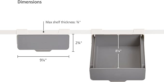 Joseph Joseph CupboardStore Under Shelf Drawer Kitchen Cabinet Storage Organizer, Space Saving, Gray/White