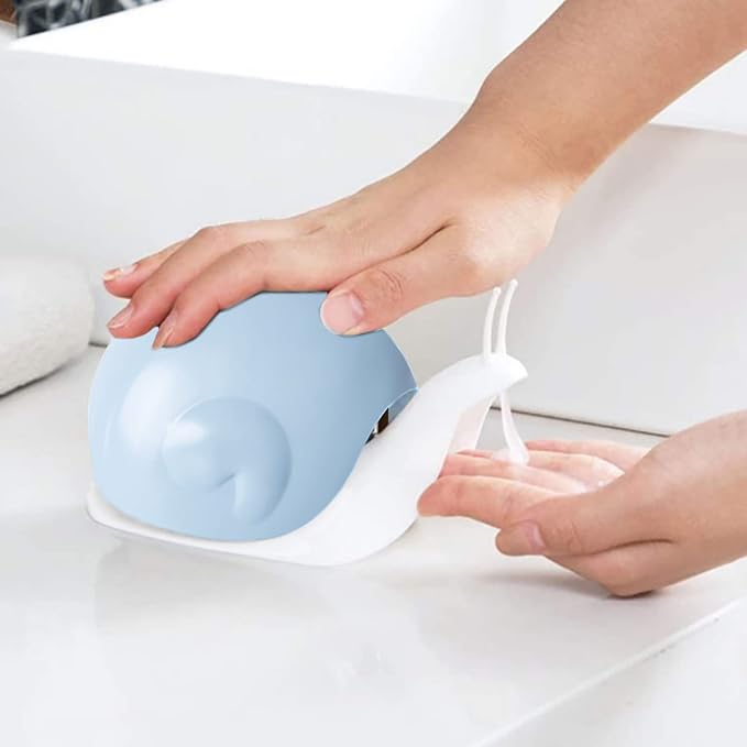 Hand Soap Dispenser 120ml Plastic Snail Soap Dispenser Kids Cute Pump Liquid Sanitizer Bottle Funny Cartoon Animal Countertop Dispenser for Bathroom Kitchen Office Toilet Hotel (Blue)