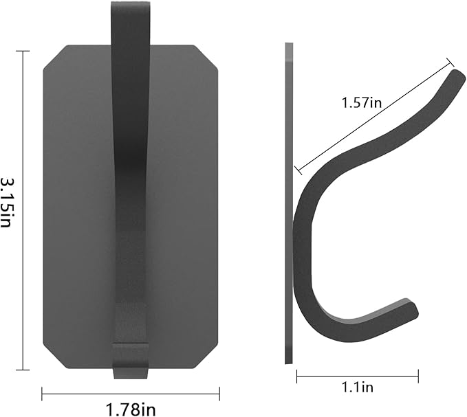 PMMASTO Self-Adhesive Towel Hooks - Sticky Heavy Duty Wall Robe Coat Hook for Hanging- Shower Hooks (Black, “ K ”Shape 6PC)