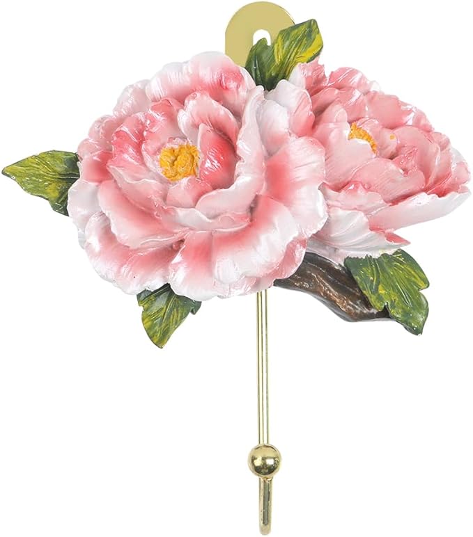 Oedema 3 Pcs Flower Shaped Decorative Wall Hooks Resin Vintage Decor Hanger Wall Mounted Hooks for Towel Hat Clothes
