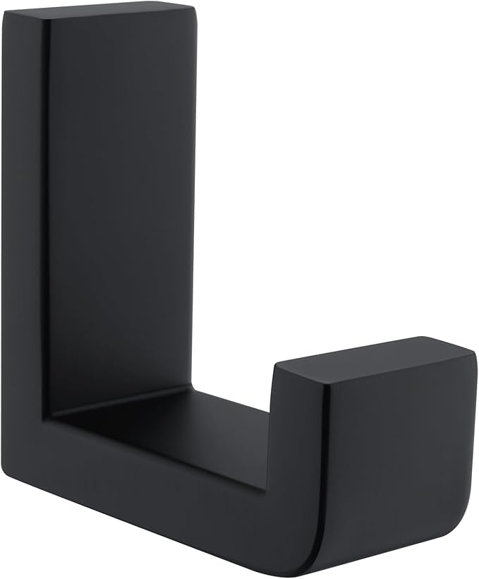 APLusee Robe Towel Hook, SUS 304 Stainless Steel Modern L Shape Practical Coat Hook, Utility Shower Towel Hanger for Bathroom Kitchen Home Storage (Matte Black)