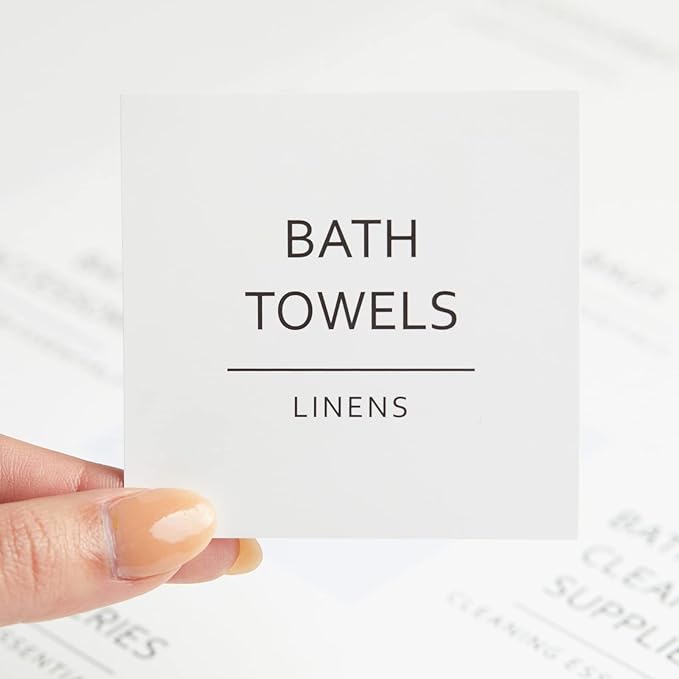 Talented Kitchen 144 Minimalist Laundry Room Labels - 2.5" x 2.5", Black on White Matte Vinyl - Organize Glass Jars & Spray Bottles, Water-Resistant Labels for Laundry Room Organization