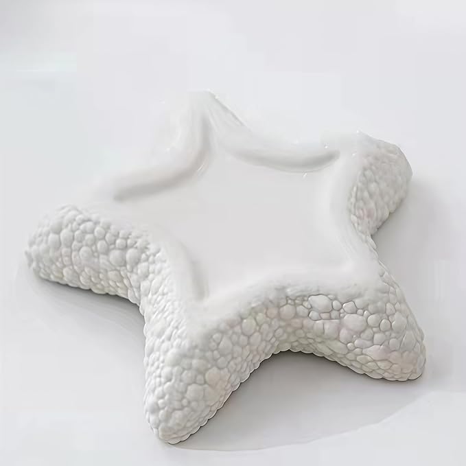 Starfish Jewelry Dish Ceramic Holder Ring Trinket Tray, Ocean-themed Decorative Trinket Dish, Suitable for Mother Friend Sister, Gifts for Women, Home Decor Trinket Dish(Sea Blue)