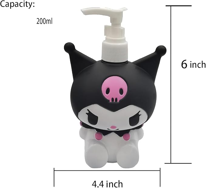 Cute Cartoon Animal Hand Soap Pump Lotion, Hand Soap, Shampoo, Shower Gel Dispenser, Cute Kumi Soap Dispenser Dinosaur Shaped Liquid Bottles Kids Empty Press Type Shampoo Bottles (Black Kulomi)