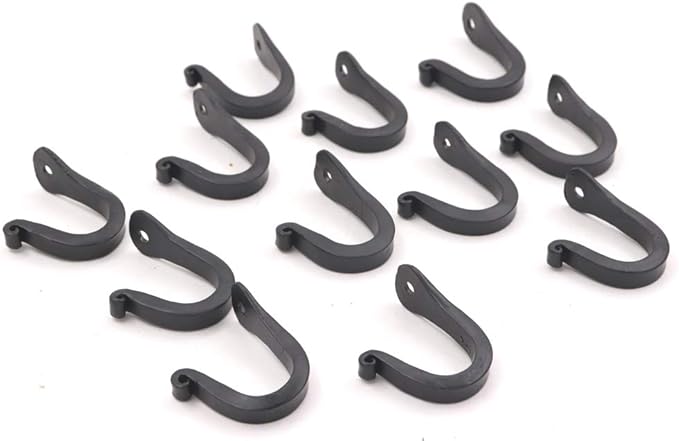 THDC Nail Hooks, Vintage, Rustic Curved Metal Fasteners – Decorative Colonial Wall Décor, Heavy Duty Wall Hooks, Hangers for Keys, Coats, Robe, Bags, Home, Kitchen Set of 12 (Small 1")
