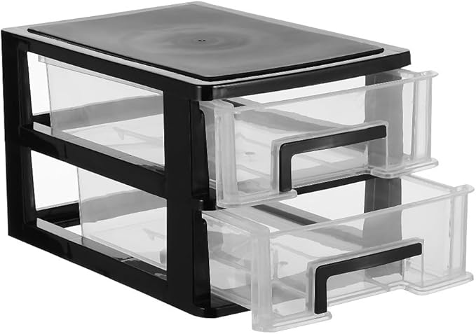 STOBAZA Double Layer Plastic Storage Drawer Cabinet 8.30X5.98X5.19In Portable Desktop Organizer for Office Study Kitchen Multifunction Storage Rack