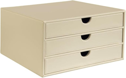 UnionBasic Document Organizer, 3-Drawer File Cabinet Document Storage Box, Office Desktop Filing Organizer, Seashell