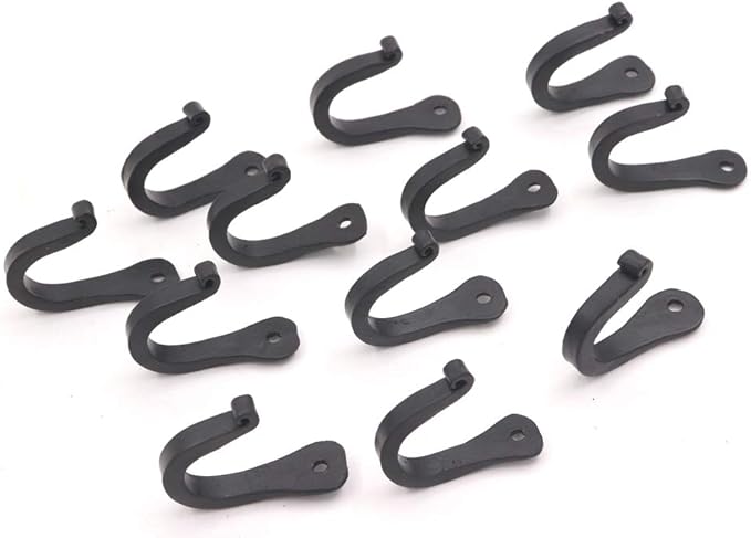 THDC Nail Hooks, Vintage, Rustic Curved Metal Fasteners – Decorative Colonial Wall Décor, Heavy Duty Wall Hooks, Hangers for Keys, Coats, Robe, Bags, Home, Kitchen Set of 12 (Small 1")