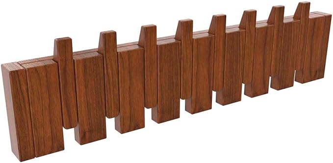 Wall Mounted Coat Rack Hooks Piano Key Hangers Natural Solid Wood Hanger Non-Woven Fabric Clothes Hangers for Closet, Kitchen, Bedroom, Bathroom, Entryway (Walnut Paint, 8 Hooks)