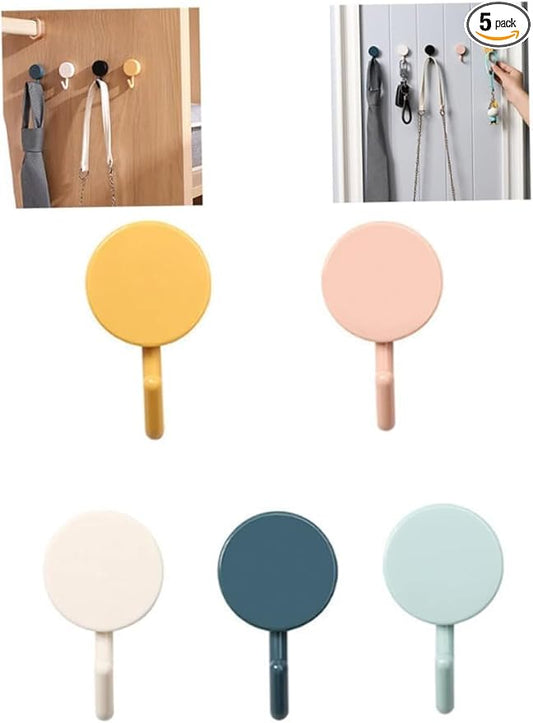 5Pcs Self Adhesive Wall Hook, Decorative Cute Towel and Key Holder Hooks for Bathroom, Office and Closet, Home Storage Organizers for Flatware