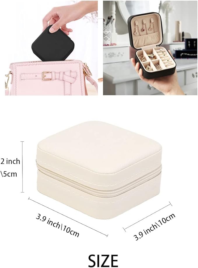 Travel Jewelry Case, Mini Portable Jewelry Travel Boxes, Small Jewelry Organizer for Rings, Earrings, Pendants, Watches, Necklaces, Lipsticks Organizer Storage Holder Case (White-6packs)