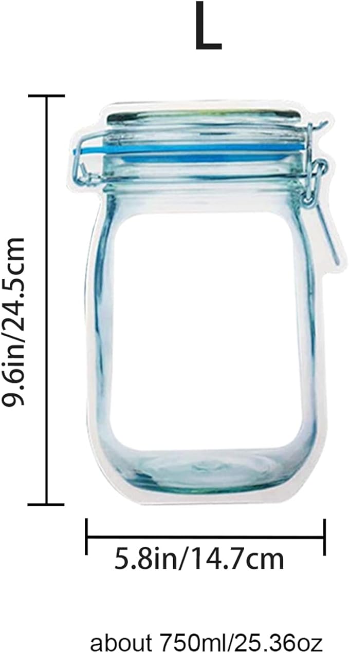 Enkrio 36 Pack Mason Jar Zipper Bags, Reusable Airtight Seal Food Bag Leakproof Nuts Candy Cookies Bag for Travel Camping