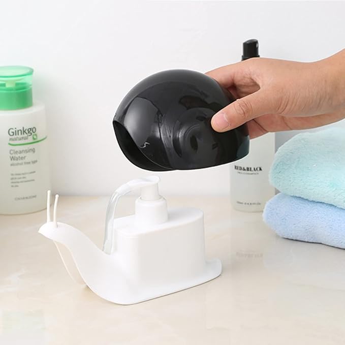 Hand Soap Dispenser 120ml Plastic Snail Soap Dispenser Kids Cute Pump Liquid Sanitizer Bottle Funny Cartoon Animal Countertop Dispenser for Bathroom Kitchen Office Toilet Hotel (Black)