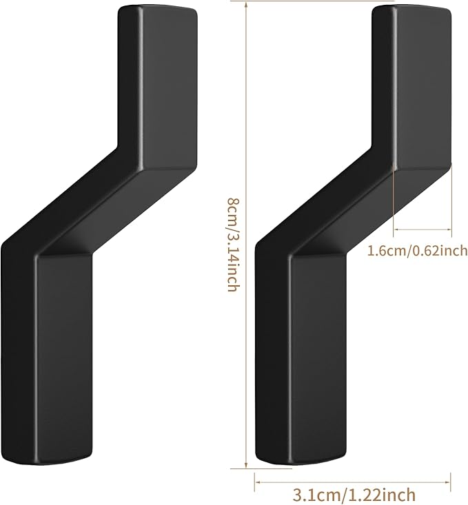 Heavy Duty Wall Hooks for Hanging, 40 lbs Single Coat Hooks & Towel Hooks Wall Mounted, Rust-Resistant Zinc Alloy Hooks for Bathroom, Mudroom, Door, Barn, Farmhouse (2, Black)