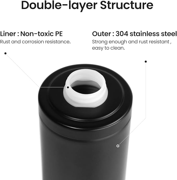Stainless Steel Soap Dispenser for Bathroom, Matte Black Flat Design, Metal Pump, 10oz Rust-Proof Liquid Hand Soap Dispenser for Kitchen, Refillable Countertop Lotion Bottle