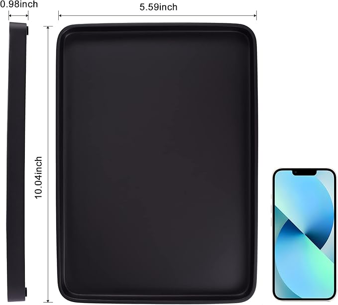 Bathroom Sink Vanity Tray, Large Resin Bathroom Tray, Rectangle Perfume Organizer, Decorative Tray for Vanity Dresser Countertop Living Room Kitchenï¼Blackï¼