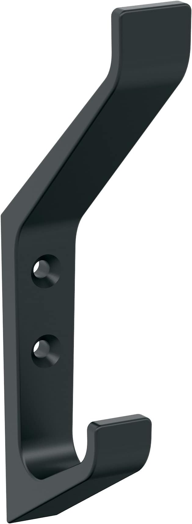 Amerock H37003MB | Emerge Double Prong Decorative Wall Hook | Matte Black Hook for Coats, Hats, Backpacks, Bags | Hooks for Bathroom, Bedroom, Closet, Entryway, Laundry Room, Office