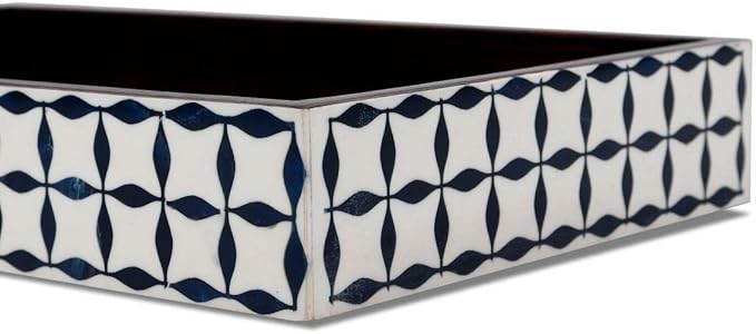 Handicrafts Home Black & White Bathroon Tray, Resin Inlay, Illusion Wrap Decorative Vanity & Bathroom Organizer, Small Countertop Tray, Guest Towel Holder, Serving Tray for Kitchen, Vintage Decor-10x6