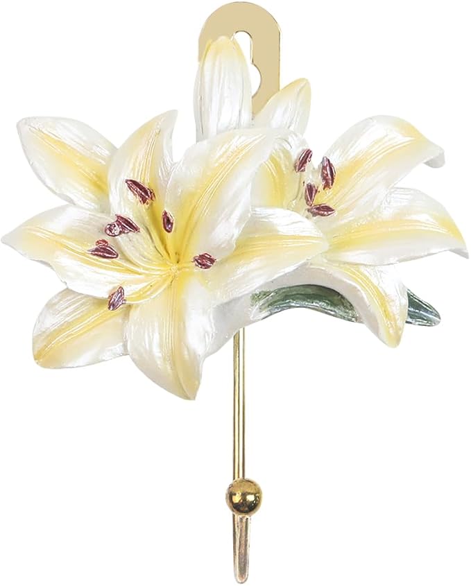 Oedema 3 Pcs Decorative Wall Hooks Resin Vintage Flower Key Hooks Wall Mount Coat Rack Hanger for Hanging Coats, Hats, Bags