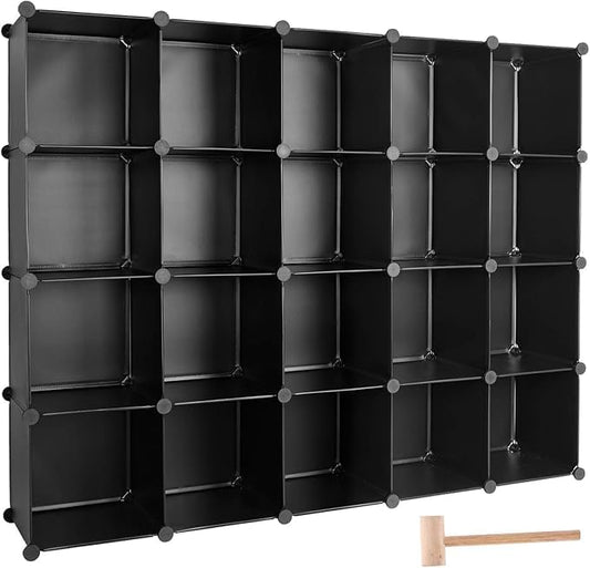TUMUCUTE Cube Storage Organizer, DIY Plastic Closet Cabinet Modular Bookcase, Storage Shelves for Bedroom Living Room, Office（20-Cube，Plastic）