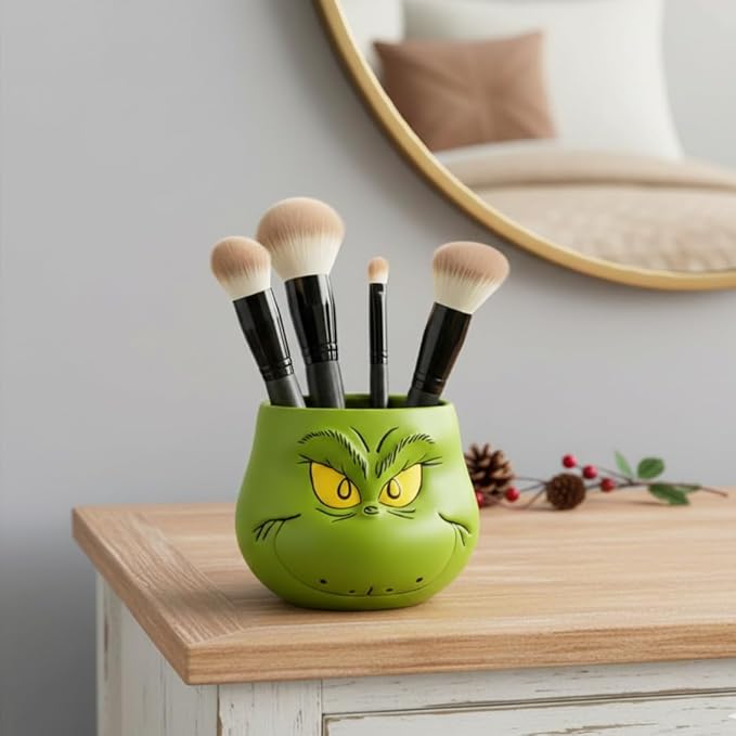 Dr. Seuss The Grinch Holiday Christmas Toothbrush Holder - Makeup Brushes/Pens Tumbler, (Officially Licensed Product) by Franco Collectibles