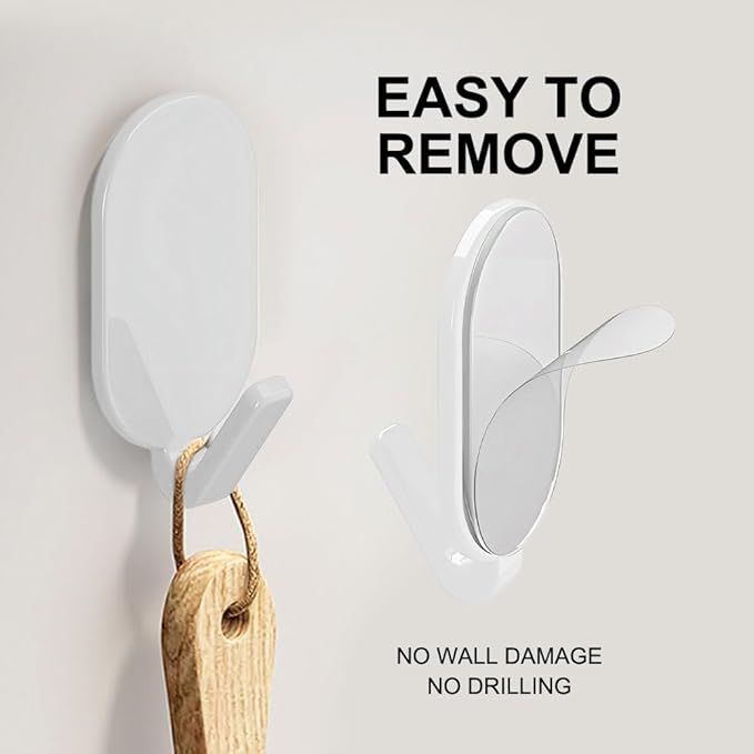 Koja 5-Pack Heavy Duty Self-Adhesive Hanging Hooks for Keys, Bathroom, Shower, Outdoor, Kitchen, Door, Home Improvement, Utility Room. - White
