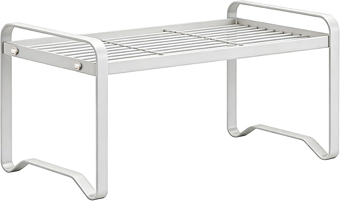Metal Wire Cabinet Shelf - Multi-Functional Shelf Saver for Kitchen, Pantry, Countertop & Under Cabinet - Storage Solution for Spice Holder, Bookshelf & Cup Display Stand (White, 1-Tier 16" L)