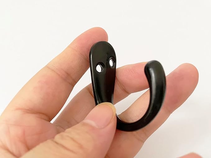 Coat Hooks Black, 6 Pack Small Antique Jacket Hooks Heavy Duty Single Wall Hook with Screws for Entryway Bedroom Bathroom Kitchen Garage Toilet Office Shop