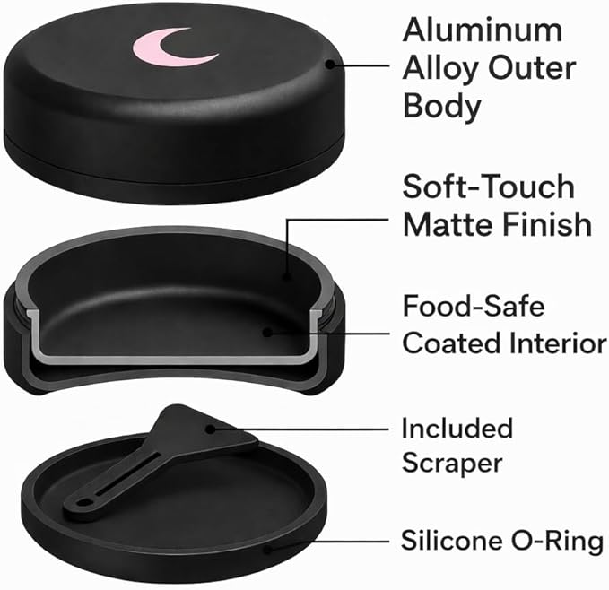 Brando Moon Small Metal Pill Container - 2.1 x 0.9” Pocket Size Portable Pill Box Case – Sturdy Storage Organizer for Coffee, Pills and other Small Components while Traveling