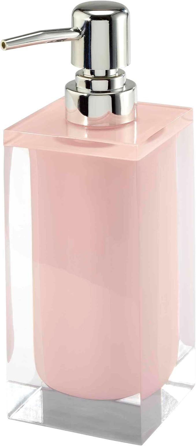 Izod - Lotion Pump/Soap Dispenser, Resin Countertop Accessories, Dorm Room Essentials, Perfect for Lotion, Soap & Sanitizer (Marina Collection, Pink)