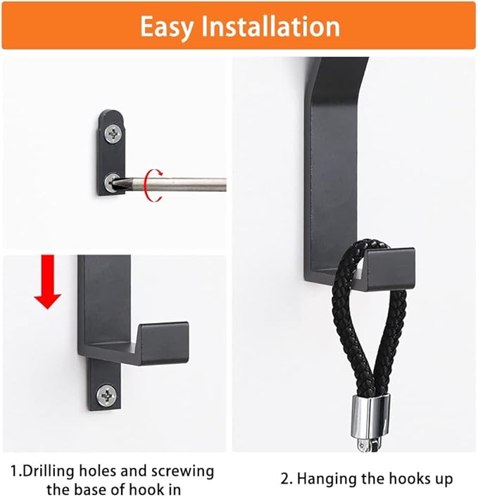 Coat Hooks Wall Mounted, 4 Packs Wall Hooks for Hanging Clothes, Coat, Towel, Rope, Keys, Hats, Purse, Screws Invisible Hooks for Kitchen, Bathroom, Door, Cabinet, Hallways, Bedrooms (Black, 4 Packs)
