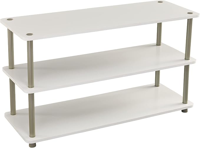 ClosetMaid 3-Tier Shelf Organizer Unit for Shoes, Accessories, Hats, Purses, Bags, in Entryway or Closet, Wood Shelves with Metal Frame, White