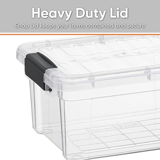 Superio Clear Storage Box with Lid, 3.5 Quart Plastic Container Bins for Organizing, Stackable Crates, BPA Free, Non Toxic, Odor Free, Organizers for Home, Office, School, and Dorm, 18 Pack