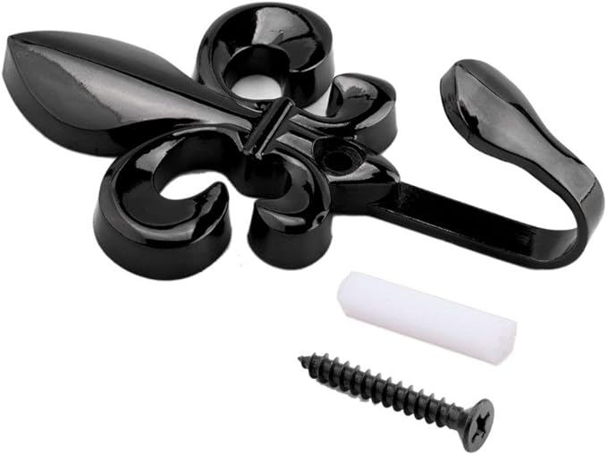 Bathroom Towel Hooks, Decorative Wall Hooks Coat Hooks Heavy Duty Metal Hooks Wall Mounted Hanging Hooks for Hanging Key Purse Robe Hat Scarf Belt Handbag Cup Mug and More,4 Pack (Black)