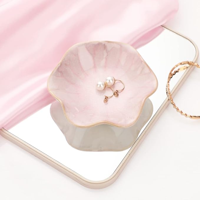 Ceramic Leaf Jewelry Dish, Pink Key Tray, Modern Jewelry Holder, Small Ring Dish, Trinket Tray, Nightstand Decor Room Decor