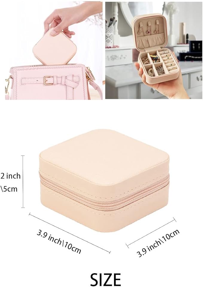 Travel Jewelry Case, Mini Portable Jewelry Travel Boxes, Small Jewelry Organizer for Rings, Earrings, Pendants, Watches, Necklaces, Lipsticks Organizer Storage Holder Case (Pink-6packs)