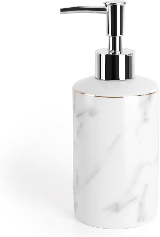 Ceramic Soap Dispenser, White Marble Look Lotion Dispenser 12.5 OZ Liquid Hand Soap Dispenser Pump Bottle for Hotel Kitchen Bathroom, ANTIS'S HOME