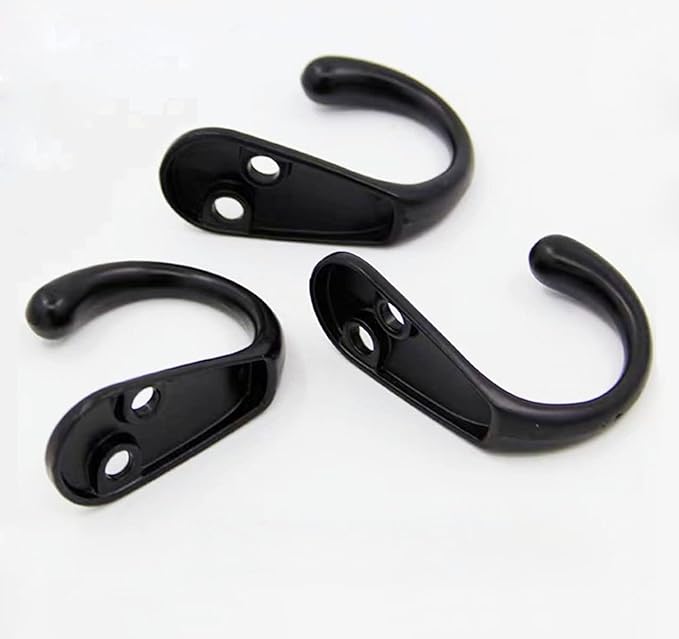 Coat Hooks Black, 6 Pack Small Antique Jacket Hooks Heavy Duty Single Wall Hook with Screws for Entryway Bedroom Bathroom Kitchen Garage Toilet Office Shop