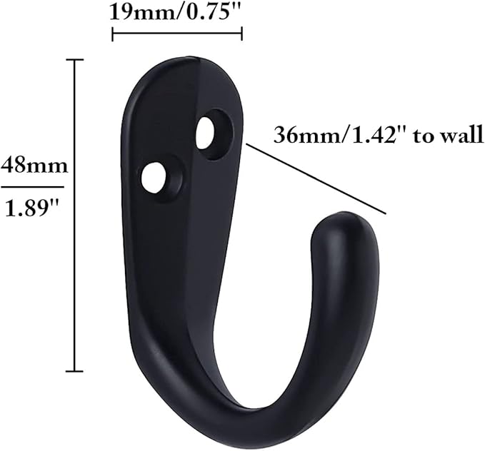Coat Hooks Black, 6 Pack Small Antique Jacket Hooks Heavy Duty Single Wall Hook with Screws for Entryway Bedroom Bathroom Kitchen Garage Toilet Office Shop