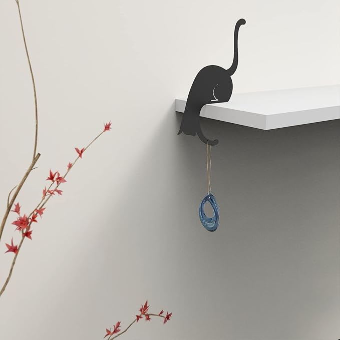 Artori Design Unique Banana Holder Balance Hook - Magic Hook for Hanging Plants Jackets Keys or Stylish Purse Hanger - Perfect for Kitchen Dorm Room Bedroom and Entryway for Home or Office (Cat)