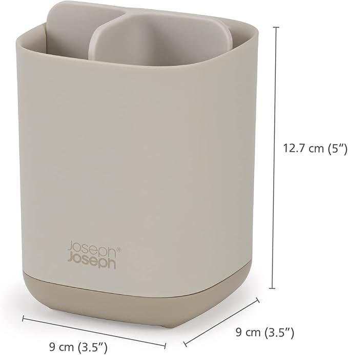 Joseph Joseph Easy-Store - Compact Toothbrush Holder Caddy Bathroom Storage- Ecru Small