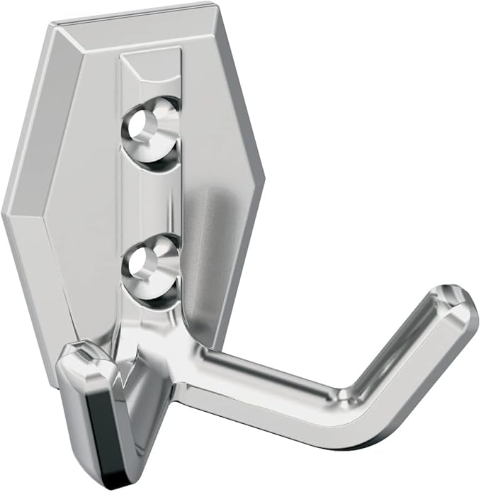 Amerock H3700826 | Benton Double Prong Decorative Wall Hook | Polished Chrome Hook for Coats, Hats, Backpacks, Bags | Hooks for Bathroom, Bedroom, Closet, Entryway, Laundry Room, Office